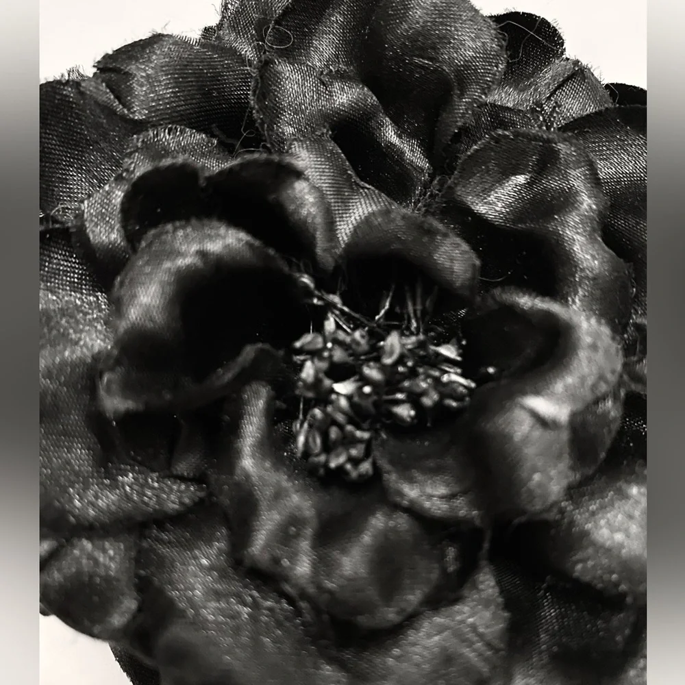 Black Flower Dark Romantic Elegant Boho Layered Petals Versatile Hair Clip & Pin